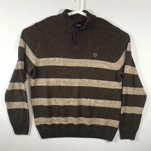 Chaps Pullover Sweater Brown Tan Striped Men's XL - Picture 1 of 6